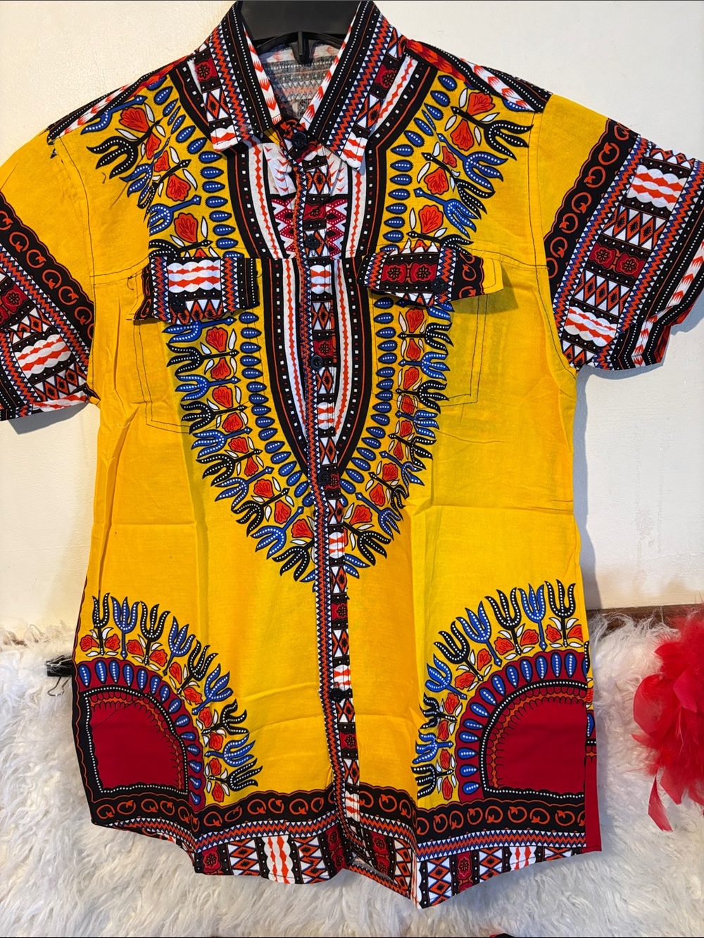 Bold Blue Dashiki Shirt - Vibrant African Print